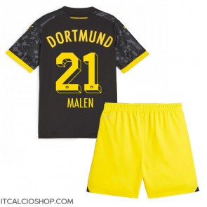 Borussia Dortmund Donyell Malen #21 Seconda Maglia Bambino 2023-24 Manica Corta (+ Pantaloni corti)